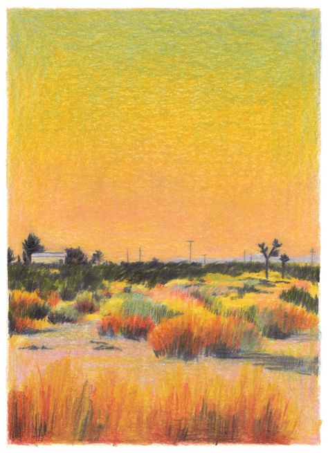 Sky Color Pencil, Color Pencil Art Sunset, Sunset Colored Pencil Drawing, Color Pencil Sunset, Landscape Drawing Colorpencil, Colored Pencil Art Ideas, Color Pencil Drawings, Pencil Inspiration, Color Pencil Illustration