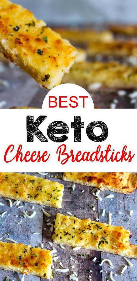 YUMMY Keto Cheese Bread sticks. The BEST low carb cheese bread everyone will love. Tasty bread great eating by themselves or dipping in keto friendly ranch dressing or marinara sauce. If you are missing bread try these cheesy keto breadsticks you will love these! Try this keto food recipe today as keto snacks, keto appetizers, keto side dish - server w/ your keto dinner or keto lunch. #snacks #appetizers Cheese Keto Bread, Pillsbury Breadsticks, Keto Bread Sticks, Yeast Breadsticks, Easy Breadsticks, Bread For Dinner, Keto Breadsticks, Keto Food Recipes, Cheese Breadsticks