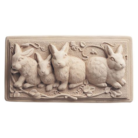 Have to have it. Bunny Patch Wall Plaque - $45.99 @hayneedle.com.com Rabbit Garden, Cast Concrete, Rabbit Sculpture, Garden Plaques, Lawn Ornament, Lawn Ornaments, Rabbit Art, Bunny Art, Outdoor Wall Art