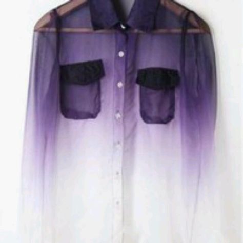 Purple faded shirt Ombre Shirt, Purple Stuff, All Things Purple, Purple Ombre, Dieselpunk, Purple And White, Visual Kei, Sheer Blouse, Look Fashion