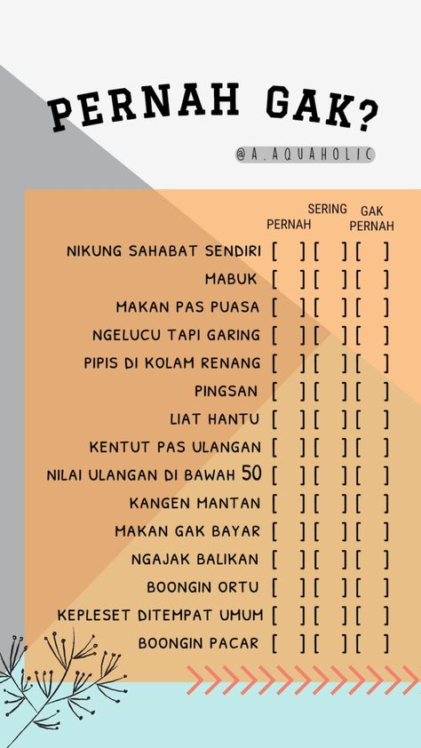 pernah gak; instastory games; template Instastory Games, Chat Quote, Games Template, Bingo Template, Instagram Story Questions, Truth Or Dare Questions, Instagram Questions, Dare Questions, Wattpad Quotes