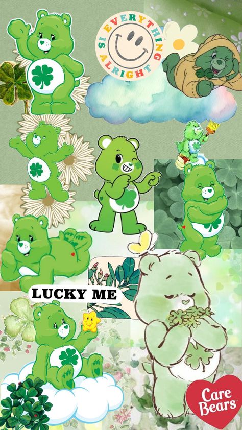 lucky care bear #carebear #carebears #luckycarebear #luck #lucky #luckybear #bear Good Luck Bear Wallpaper, Lucky Care Bear Aesthetic, Lucky Care Bear, Bear Meme, Lucky Bear, Good Luck Bear, Care Bears Vintage, Lucky Me, Bear Wallpaper