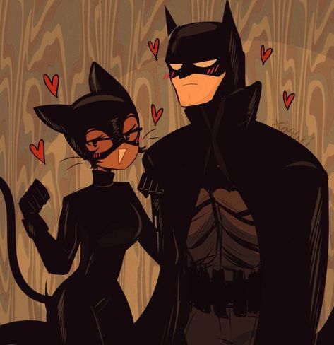 Batman And Cat Woman Wallpaper, Catwoman And Batman Aesthetic, Cartoon Profile Pics For Couples, Black Cat Woman Pfp, Catwoman Profile Picture, Cat And Batman, Batman And Black Cat, Cat Woman X Batman Fanart, Batwoman And Catwoman