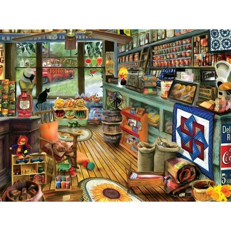 Shopping Day 1000pc Jigsaw Puzzle : Sewing Parts Online Store Puzzles, Store Artwork, Sunsout Puzzles, Large Puzzle Pieces, Tom Wood, Vintage Red Truck, Tool Room, Puzzle Shop, 1000 Piece Jigsaw Puzzles