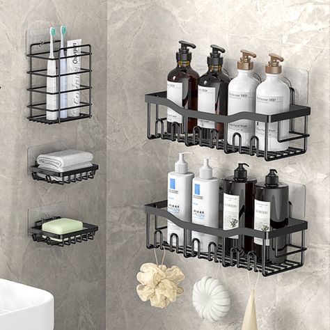 EUDELE Shower Caddy 5 Pack,Adhesive Shower Organizer for Bathroom Storage&Kitchen,No Drilling,Large Capacity,Rustproof Stainless Steel Bathroom Organizer,Bathroom Shower Shelves for Inside Shower Rack Bathroom Racks Ideas Shelves, Hall Room Design, Shower Closet, Bathroom Materials, Shelves For Bathroom, Shower Organizer, Organizer For Bathroom, Hall Room, Apartment Vibes