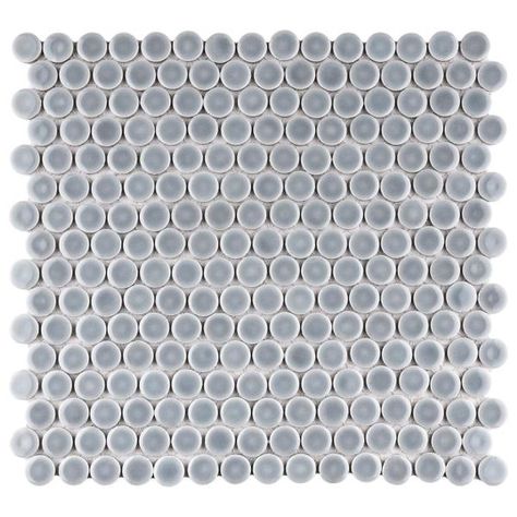 Merola Tile Hudson Penny Round Slate 12 in. x 12 in. Porcelain Mos (10.74 sq. ft. / Case)-FKOMPR21 - The Home Depot Affinity Tile, Penny Round Mosaic, Penny Round Tiles, Round Mosaic, Penny Tile, Shower Floor Tile, Round Tiles, Penny Round, Merola Tile