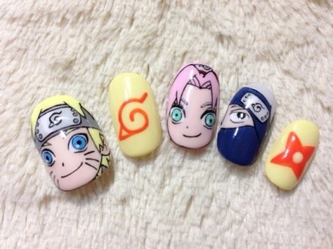 Naruto nails Naruto Nails, Anime Nail Art, Anime Nail, Kawaii Nail Art, Manicure Designs, Anime Nails, Wedding Nails For Bride, Nail Art Wedding, Kawaii Nails