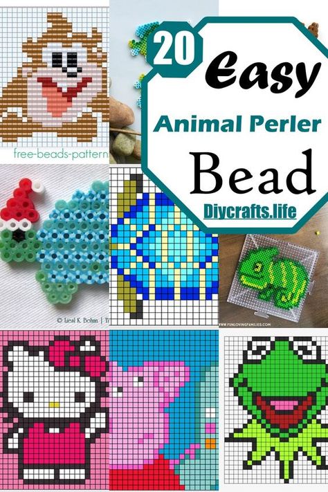 20 Easy Animal Perler Bead Patterns For Kids #BeadingPatterns #BeadPatternIdeas #MiyukiBeadsPatternIdeas Perler Bead Animal Patterns, Adult Perler Bead Patterns, Perler Beads Animals, Perler Bead Patterns Free, Fuse Bead Ideas, Anime Perler, Melty Bead Designs, Lego Dots, Hama Art