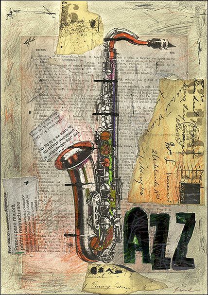 Arte Jazz, Art Musical, Collage Drawing, Jazz Poster, Jazz Art, Musical Art, Music Mix, A Collage, Jazz Music