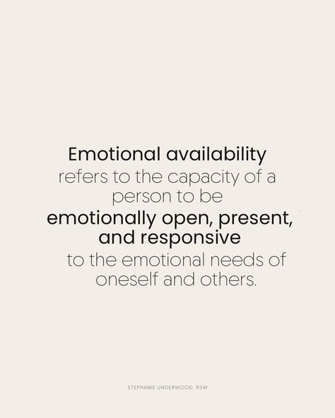 We often hear the term “emotionally available,” but what does it actually mean and how does it manifest in a relationship? Emotional availability refers to the capacity to be open, present, and responsive to your own emotions and those of your partner. In a relationship, it looks like active listening, expressing genuine empathy, and being willing to share your own feelings and experiences. It involves creating a safe space where both partners feel valued, understood, and supported. Emotion... Emotionally Available, Supportive Partner, Non Understanding Partner Quotes, Emotional Availability, Emotionally Unavailable Partner, How To Understand Your Partner, Physical Vs Emotional Attraction, Anxiously Attached Partner, How To Validate Someone’s Feelings