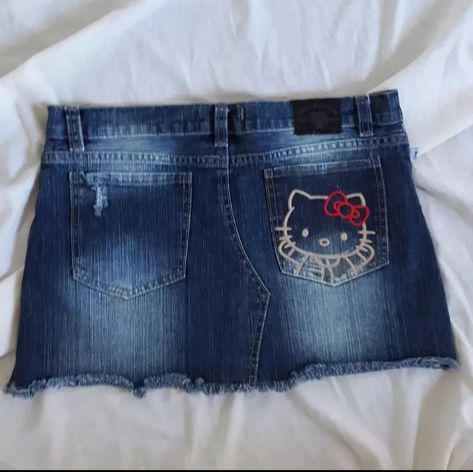 Hello Kitty Skirt, Sanrio Fashion, Outfit Roblox, Jean Skirt Outfits, Jnco Jeans, Skirt Denim, Hello Kitty Pictures, Hello Kitty Collection, Jean Skirt