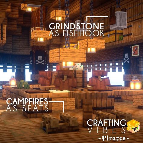 Minecraft Bar Ideas Medieval, Minecraft Tavern Ideas Interior, Minecraft Pirate Ship Interior, Saloon Minecraft, Minecraft Medieval Tavern Interior, Minecraft Bar Interior, Pirate House Minecraft, Minecraft Tavern Build, Minecraft Tavern Ideas