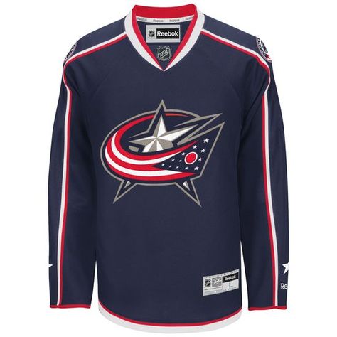 Columbus Blue Jackets Adult Reebok Premier Home Jersey - Detroit Game Gear has GREAT PRICES & SUPER FAST SHIPPING Nhl Logos, Nhl Jerseys, Columbus Blue Jackets, Team Jersey, Hockey Jersey, Leather Jacket Men, Blue Jacket, Trendy Plus Size, Swimwear Tops