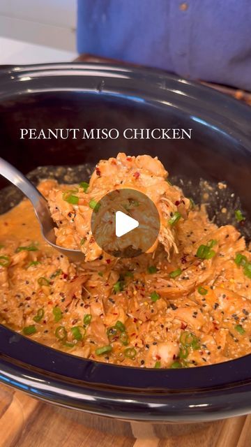 Tom Walsh on Instagram: "Peanut Miso Chicken

Stealth Health Slow Cooker Meal Prep Series,
Season 2, Episode 3

Per Rice Bowl (Makes 7):
610 Calories
50g Protein
67g Carbs
16g Fat

Per 4oz serving (meat only, makes 12):
210 Calories
26g Protein
7g Carbs
9g Fat

The Slow Cooker Meal Prep Series is officially back!

New recipes coming every week. Stay tuned for the launch of my Slow Cooker Cookbook, coming later this year 🙌

Ingredients:
48oz boneless skinless chicken thighs

Peanut Miso Sauce:
120g (8 Tbsp) peanut butter
60g (4 Tbsp) white miso paste 
60g (4 Tbsp) soy sauce
40g (2.5 Tbsp) maple syrup 
30g (2 Tbsp) rice vinegar 
20g (4 tsp) grated ginger
20g (4 tsp) grated garlic 
Red chili flakes, black pepper & sesame seeds to taste

Add half of Peanut Miso sauce before cooking, half afte Peanut Miso Chicken, Stealth Health, Slow Cooker Meal Prep, 50g Protein, White Miso Paste, Miso Sauce, Slow Cooker Meal, Miso Chicken, I Want Food