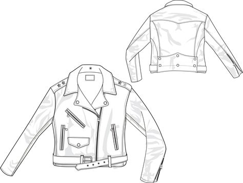 moto jacket illustrator sketch Leather Jacket Drawing Tutorial, Draw Leather Jacket, Leather Jacket Sketch Drawing, Leather Jacket Sketch, Leather Jacket Illustration, Denim Drawing, Leather Jacket Drawing, Leather Jacket Technical Drawing, Biker Jacket Technical Drawing