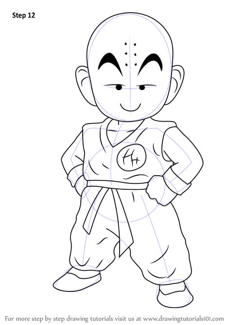 Learn How to Draw Kuririn from Dragon Ball Z (Dragon Ball Z) Step by Step : Drawing Tutorials Dragonball Characters, Dragon Ball Drawing, Dragon Ball Z Characters, Drawing Dragon, Goku Drawing, Naruto Sketch Drawing, Ball Drawing, Dragon Ball Painting, Naruto Sketch