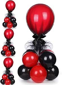 Mini Balloon Garland Table Centerpiece, Tulle Balloons With Flowers, Black Balloon Garland With Red Flowers, Razorback Centerpiece Party Tables, Table Ballon Stand, Balloons And Flower Centerpieces, Stranger Things Table Centerpieces, Balloon Center Piece For Tables, Table Centerpieces Balloons