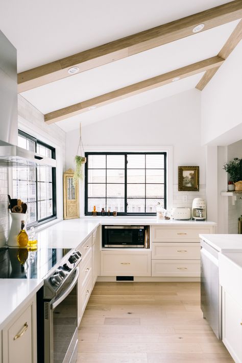 Kitchen Reveal & Kitchen Budget Breakdown — The Kwendy Home Inexpensive Kitchen Cabinets, Kitchen Budget, Faux Ceiling Beams, Affordable Kitchen Cabinets, Kitchen Cost, Ikea Kitchen Cabinets, Online Kitchen Cabinets, Kitchen Renovations, Ikea Cabinets