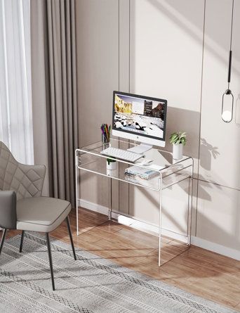 Office Console Table, Office Console, Entrance Table Decor, Slim Desks, Adjustable Computer Desk, Desk Laptop, Entrance Furniture, Acrylic Desk, Entrance Table