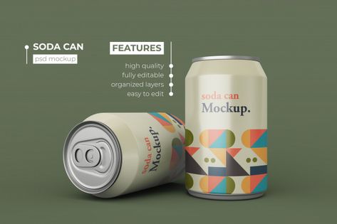 Changeable two soda can mockup design Pr... | Premium Psd #Freepik #psd #mockup Beer Ingredients, Can Mockup, Beer Wood, Beer Caps, Beer Packaging, Bag Mockup, Box Mockup, Bottle Mockup, Beer Mugs