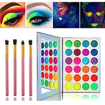 Face Paint Set, Glow In The Dark Paint, Neon Eyeshadow, Makeup Skills, High Pigment Eyeshadow, Bright Eyeshadow, Dark Paint, Dark Eyeshadow, Makeup Pallets