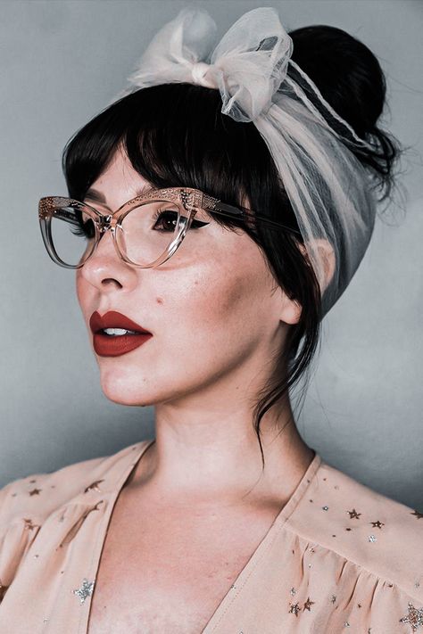 Bonlook Glasses, Fan Bun, Vintage Moodboard, Keiko Lynn, Cateye Glasses, Eyeglasses Fashion, Sophisticated Women, Eyewear Trends, Cat Eye Makeup