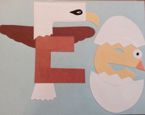 E Is For Eagle, Nanny Crafts, Preschool Building, Letter E Activities, Letter E Craft, Alphabet Sort, Eagle Craft, Letter To Students, Homework Ideas