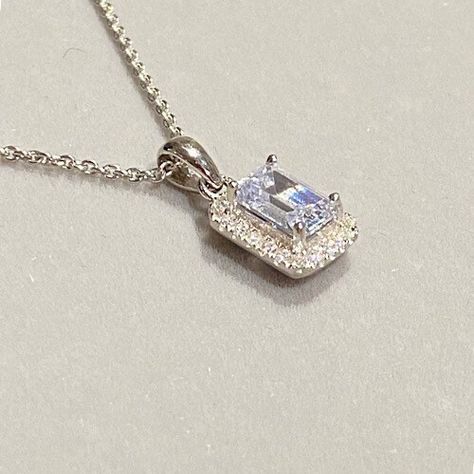 Excited to share this item from my #etsy shop: Emerald Cut Lab Created Diamond 925 Pendant and Chain, Mothers Day Necklace - Created Diamond Square Pendant, Crystal, April Birthstone Mothers Day Necklace, Square Crystal, April Birthstone, Halo Pendant, Square Pendant, Blue Jewelry, Gorgeous Bracelet, Delicate Earrings, Diamond Halo