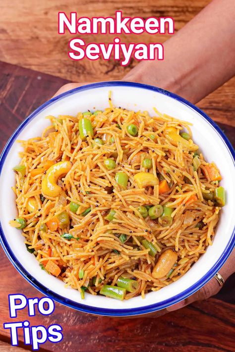 Namkeen Seviyan Recipe | Savory Vermicelli - Best Breakfast Indian Vermicelli Recipes, Namkeen Seviyan Recipe, Adai Dosa Recipe, Seviyan Recipe, Pesarattu Recipe, Paneer Snacks, Idli Chutney, Rava Idli Recipe, Noodles Vegetables