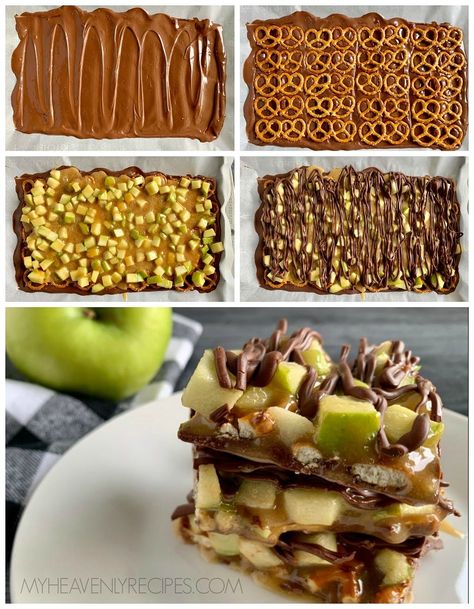 Caramel Apple Bark Dinner September, Caramel Apple Bark, Apple Bark, Apple Dessert Pizza, Caramel Apple Desserts, Heavenly Recipes, Apple Dessert Recipes, Recipes Appetizers, Bark Recipe