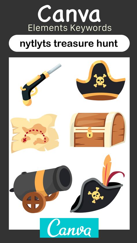 Canva Graphic Design Elements | Canva Elements Keywords | Pirate Ship Treasure Hunt | Art by Nytlyts canvabrasil #canvaaesthetic #3delements #canvatemplates #canvaset Pirate Elements, Pirates Design, Canva Graphic Design, Canva Free Elements, Poster Art Ideas, Elements Canva, Keyword Elements Canva, Alphabet Photos, Doodle Alphabet