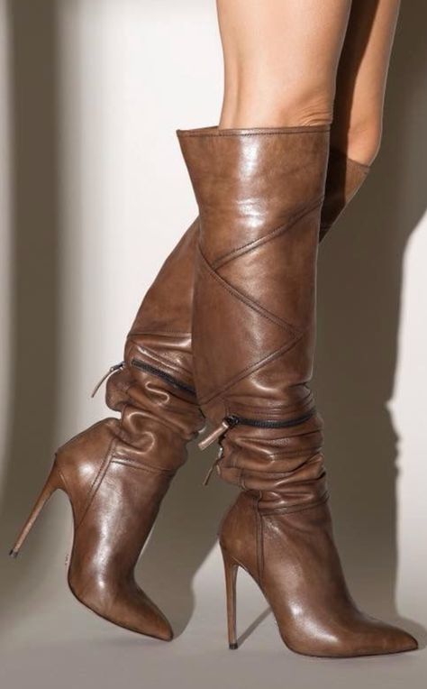 Brown Boots Long Leather Boots, High Heeled Boots, High Heels Boots, Hot Boots, Kristin Cavallari, Beautiful Boots, Fabulous Shoes, Hot Shoes, Crazy Shoes