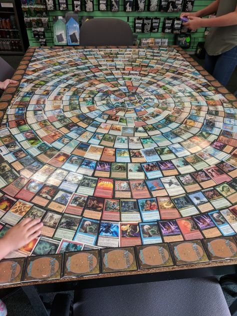 Mtg Room Ideas, Organizing Magic Cards, Mtg Card Storage Ideas, Magic Card Organization, Magic The Gathering Table, Magic Card Storage, Dnd Table Setup, Magic The Gathering Room, Mtg Aesthetic