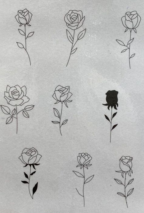 Small Black And White Rose Tattoo, Rose Tattoo Flash Sheet, Flash Rose Tattoo, Geometric Flash Tattoo, Rose Flash Sheet, Fine Rose Tattoo, Apprentice Tattoo Flash, Wedding Flash Tattoo, Rose Minimalist Tattoo