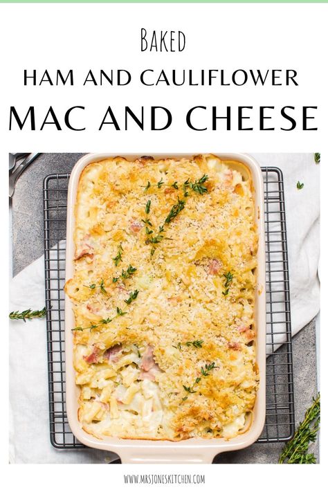 Ham and Cauliflower Mac and Cheese Ham Cauliflower Casserole, Ham And Cauliflower, Blw Ideas, Homemade Ham, Easy Ham, Cauliflower Mac And Cheese, Chef John, Cauliflower Casserole, Creamy Cauliflower