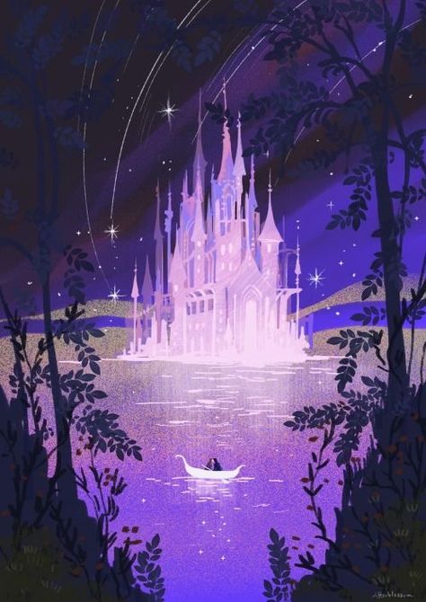 Purple Castle, Images Disney, On A Boat, Fairytale Art, Ethereal Art, Dreamy Art, Anime Scenery, 그림 그리기, Pretty Art