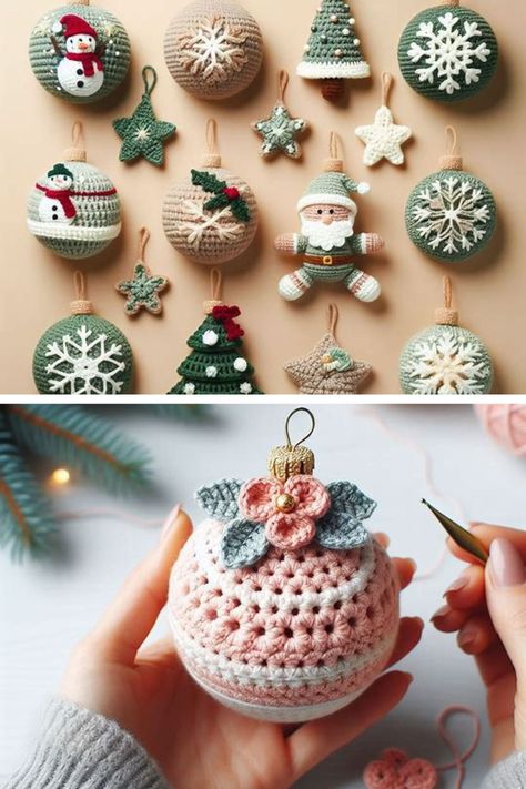 Crochet Christmas Ornament Patterns Free Crocheted Christmas Ornaments, Crochet Ornaments Free Pattern, Crochet Christmas Ornaments Free Pattern, Crochet Baubles, Crochet Fingerless Gloves Free Pattern, Knit Amigurumi, Xmas Crochet, Crochet Gingerbread, Knit Christmas Ornaments