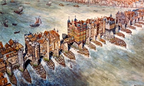 Historical London, Architecture Antique, Library Of Alexandria, Tudor History, London History, English History, Fantasy City, London Bridge, Old London