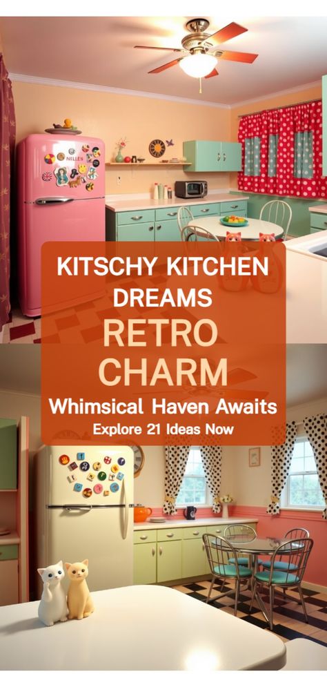 Kitschy Kitchen Retro Kitchen Ideas 1950s, 50s Kitchen Vintage, 1950 Kitchen, 1950s Kitchen Decor, Kitschy Kitchen Decor, 50s Kitchen, Retro Glassware, 1950s Kitchen, Farmhouse Style Table