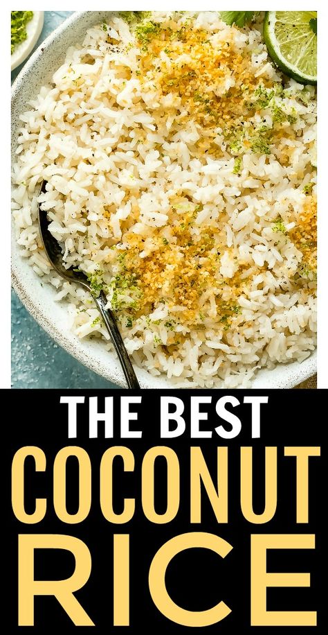 This rice recipe is SO simple to make, perfectly flavorful and totally foolproof! Tired of boring and bland sides? Look no further than this crave-worthy rice! #easy #coconut #rice #recipe #vegetarian #vegan Easy Coconut Rice, Coconut Rice Recipe, Rice Side Dish Recipes, Asian Rice, Rice Side Dishes, Recipe Vegetarian, Coconut Rice, Recipes Breakfast, Caribbean Recipes