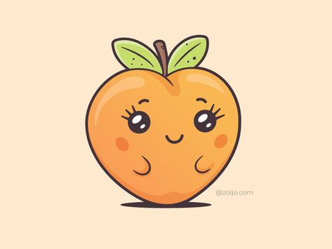 Peach Drawing Cute, Peach Character, Kawaii Peach, Peach Drawing, Cute Peach, Character Vector, Vector Cartoon, Just Peachy, Cute Kawaii