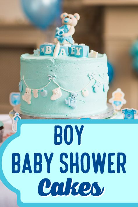 Baby Boy Cakes For Baby Shower Blue, Baby Shower Cake Ideas For Boys, Baby Shower Cake Designs Simple, Simple Baby Shower Cake Ideas, Baby Boy Shower Cake Ideas, Boy Baby Shower Cake Ideas, Blue Themed Cake, Blue Baby Shower Theme, Baby Shower Cake For Boy