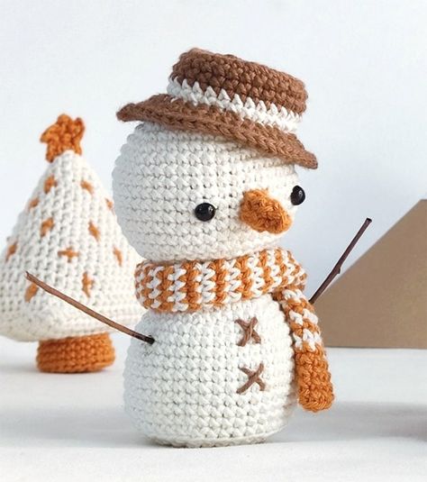 Snowman Adam Free Crochet Amigurumi Pattern - Amigurumi Snowman Crochet Ornament, Crochet Pattern For Snowman, Christmas Arigumi Crochet, Christmas Crochet Patterns Free Amigurumi Snowman, Crochet Snow Man, Snowman Free Crochet Pattern, Winter Amigurumi Free Pattern, Free Crochet Snowman Pattern, Free Snowman Crochet Patterns