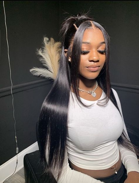 pretty & unique buss down wigs. Straight Hairstyles Wigs For Black Women, Cute Wave Hairstyles, 26 Inch Wig Hairstyles, Shoulder Length Wig Hairstyles, Long Straight Hair Styles For Black Women Lace Front Wigs, Straight Wig Hairstyles Ideas, Straight Lace Hairstyles, Frontal Wig Hairstyles Straight, Cute Wig Styles