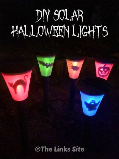 DIY Solar Halloween Lights. These are so easy to make and they convert back to regular solar lights when Halloween is over! #DIY #halloween #lights #craft Solar Light Halloween Decorations, Halloween Solar Lights Diy, Halloween Solar Lights, Halloween Candles Diy, Spooky Halloween Candles, Halloween Cut Outs, Halloween Lights Decorations, Solar Christmas Lights, Solar Light Crafts