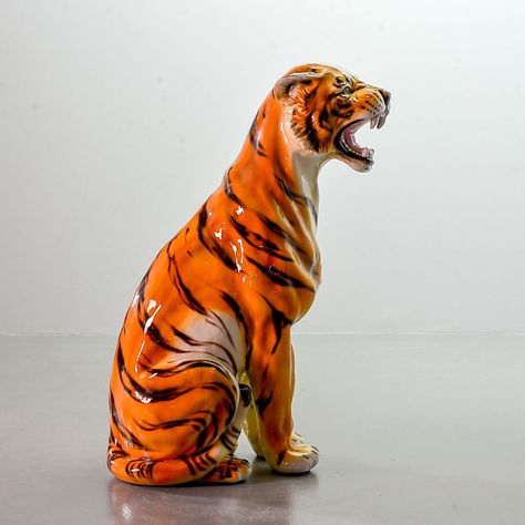 Tiger Statue, Asian Tigers, Tiger Skin, Color Contour, Ceramic Handmade, Ceramic Figures, Fine Ceramic, Chest Piece, Animal Figures