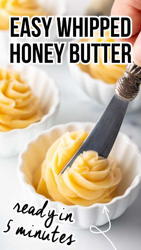 Learn how to make diy whipped honey butter in just 5 minutes! This creamy whipped honey butter pairs perfectly with biscuits, cornbread with whipped honey butter, and toast. Best Honey Butter Recipe, Whataburger Honey Butter Recipe, How To Make Honey Butter, Homemade Salted Butter, Whipped Honey Recipe, Sweet Butter Recipe, How To Make Butter, Homemade Honey Butter Recipe, Easy 15 Minute Meals