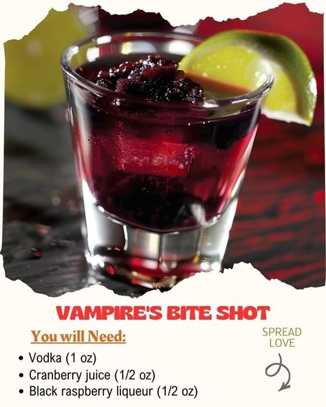 Halloween Shotcuterie, Fun Halloween Shots, Vampire Alcoholic Drinks, Spooky Shots Alcohol, Halloween Theme Drinks Alcohol, Sweet Alcoholic Drinks Easy, Halloween Theme Drinks, Halloween Drinks Alcohol Cocktails, Spooky Alcoholic Drinks