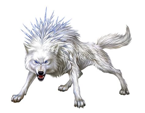 Winter Wolf - Ranfearg - Pathfinder PFRPG DND D&D d20 fantasy Giant Slayer, Winter Wolf, Winter Wolves, Werewolf Art, Dire Wolf, Canine Art, Fantasy Beasts, Fantasy Monster, Anime Wolf