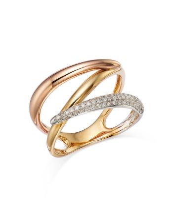 Bloomingdale's Fine Collection Diamond Pave Crossover Ring in 14K Yellow, White & Rose Gold, 0.20 ct. t.w. - Exclusive Crossover Diamond Ring, Trendy Jewellery, Favorite Engagement Rings, Everyday Jewellery, Light Jewelry, Jewellery Design Sketches, Crossover Ring, Pave Diamond Ring, Pave Ring